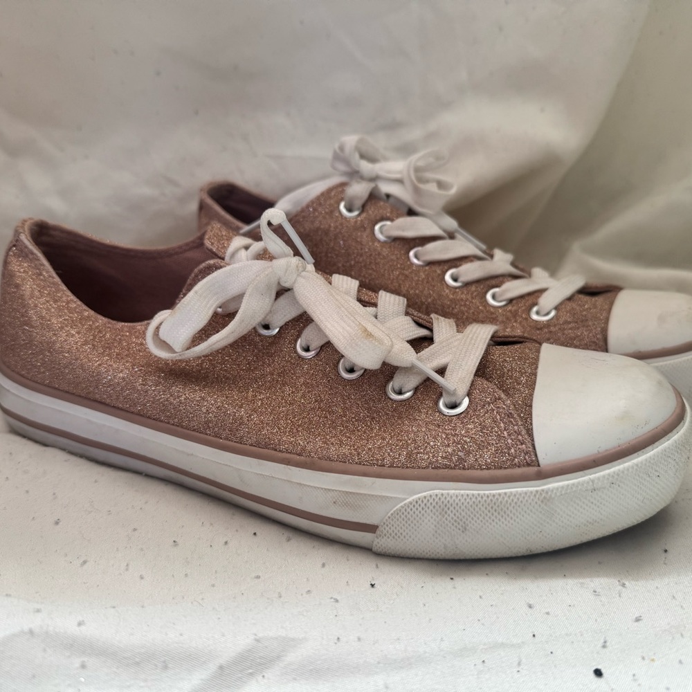 Rose gold glitter sneakers